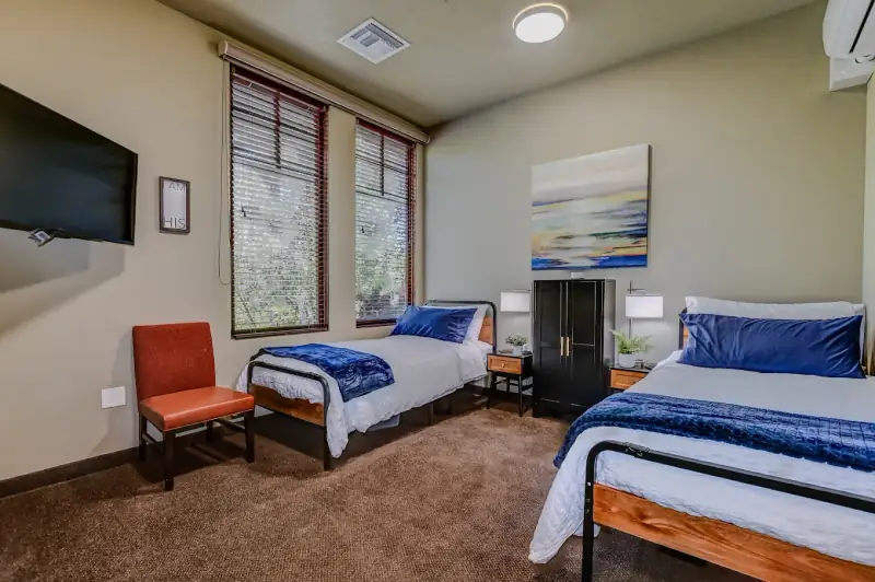 A two-bed room at AnchorPoint, the residential program for men in Arizona
