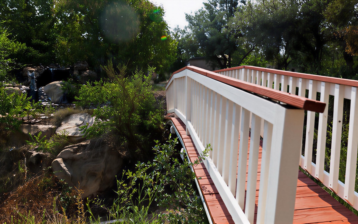 The boardwalk and creek on the Holdfast campus