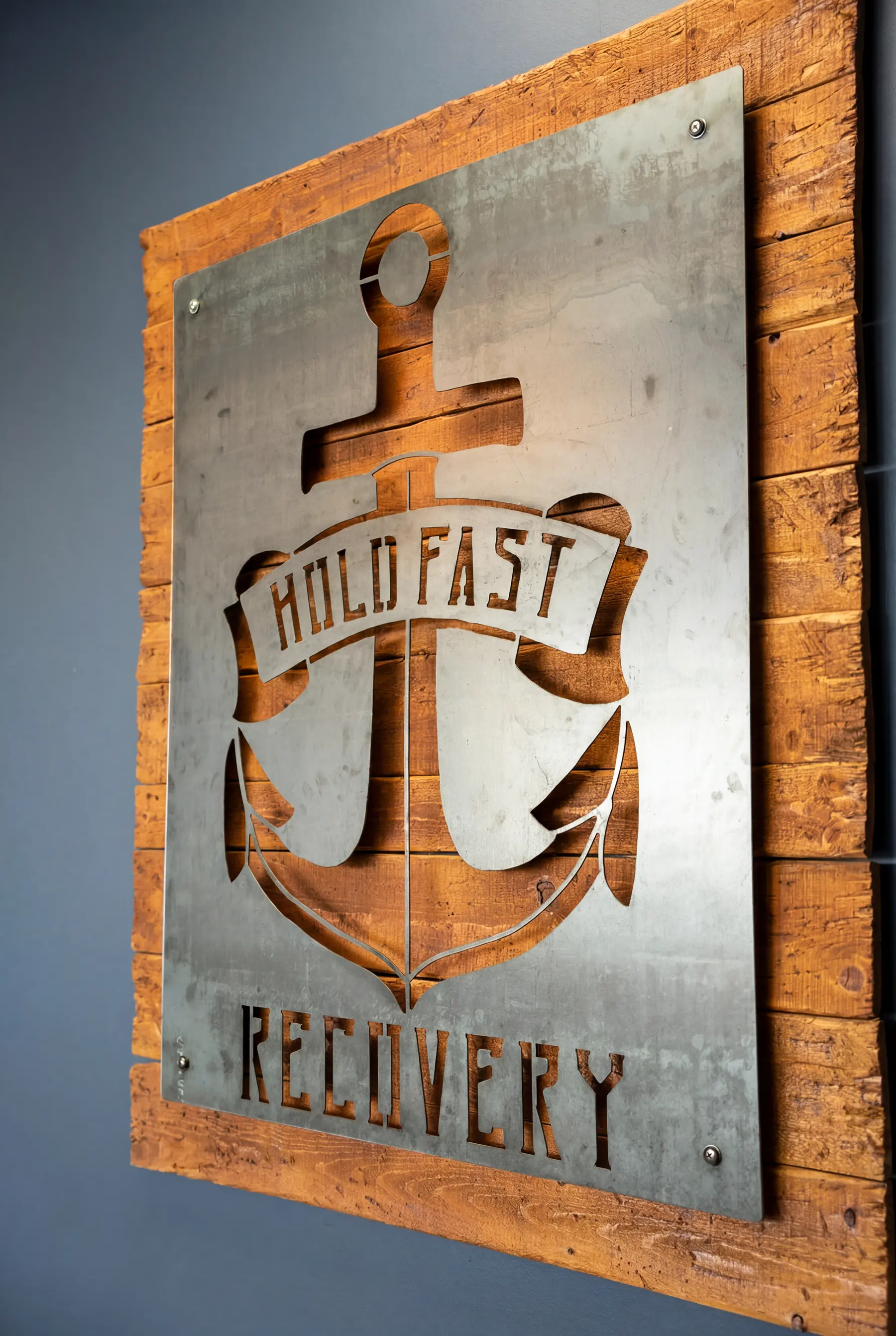 The Hold Fast anchor mounted on the wall