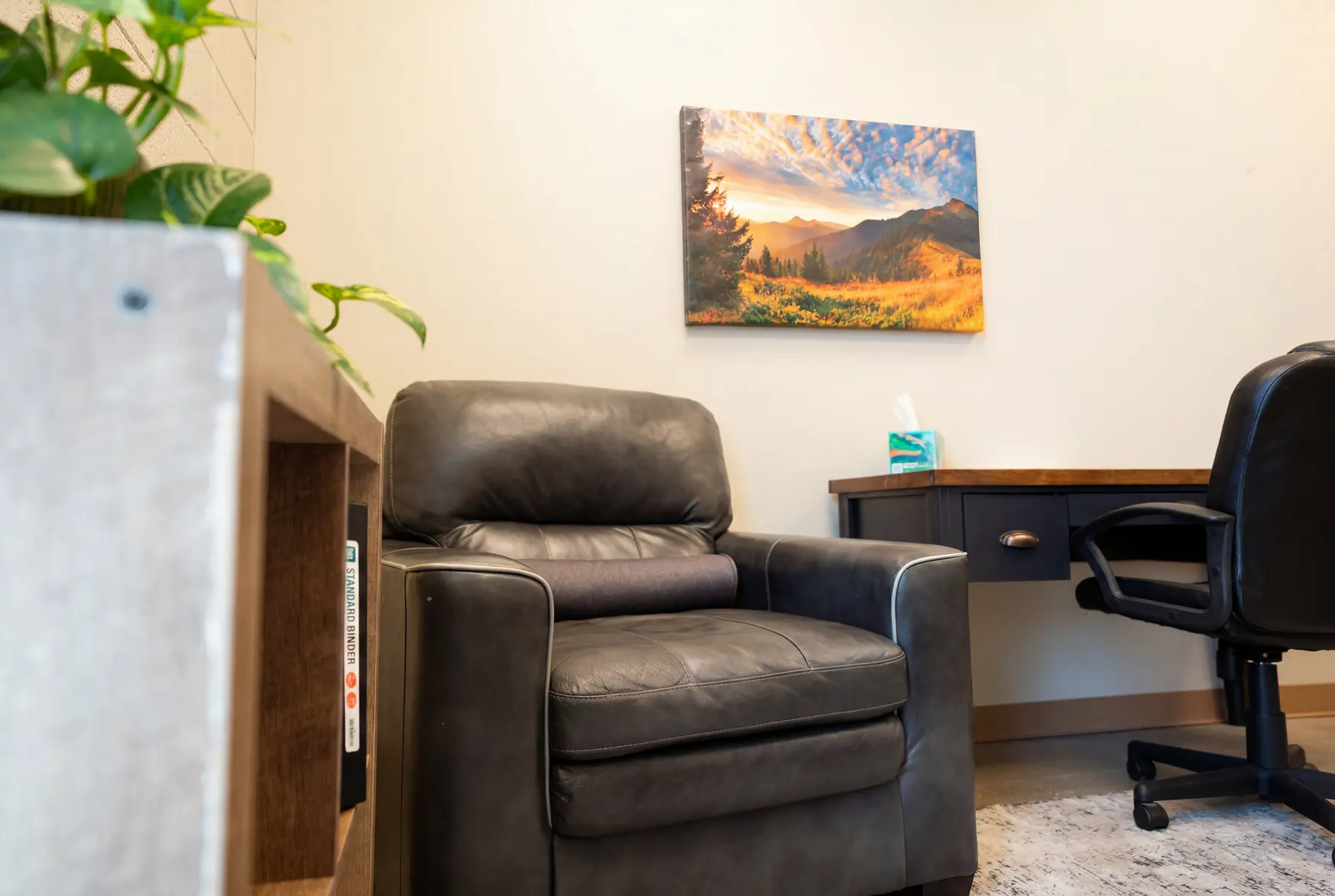 An individual counseling room at Holdfast Recovery
