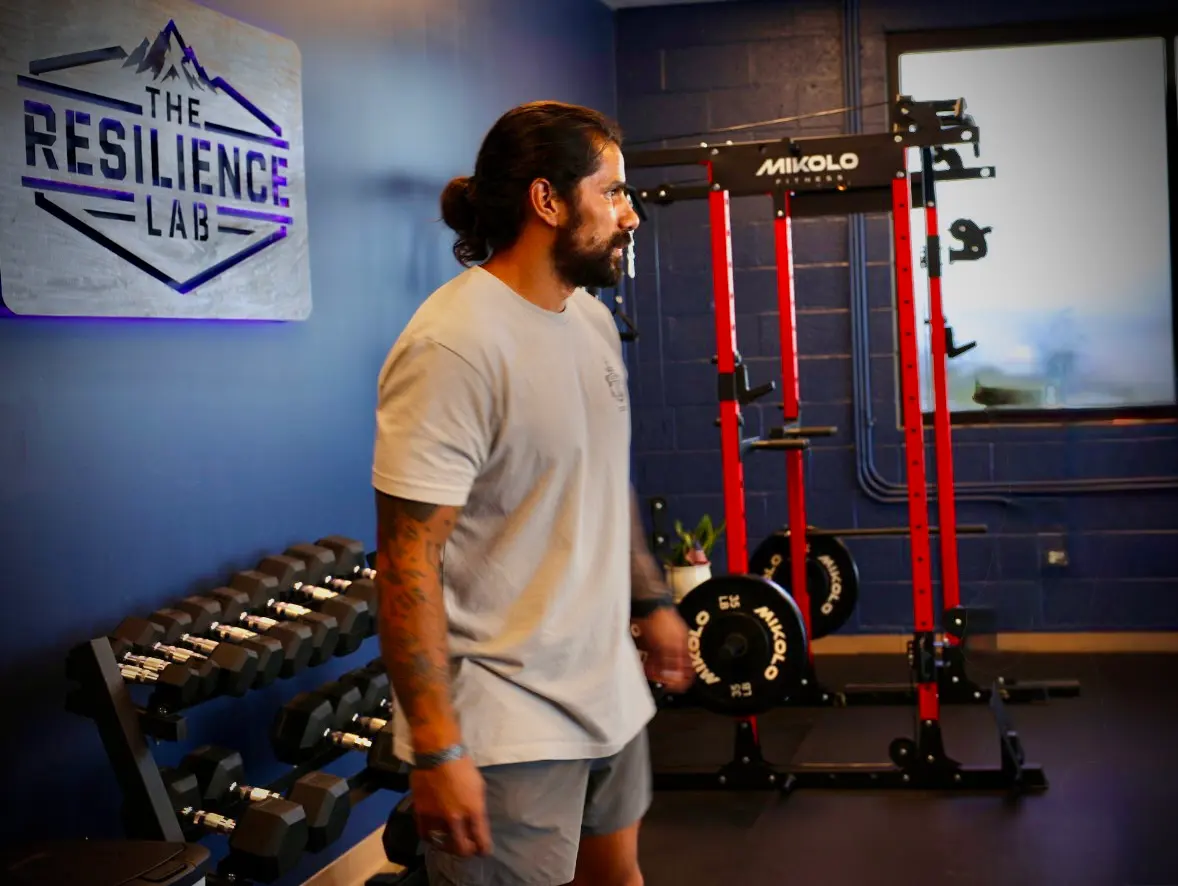 Dumbbell rack in the fitness room